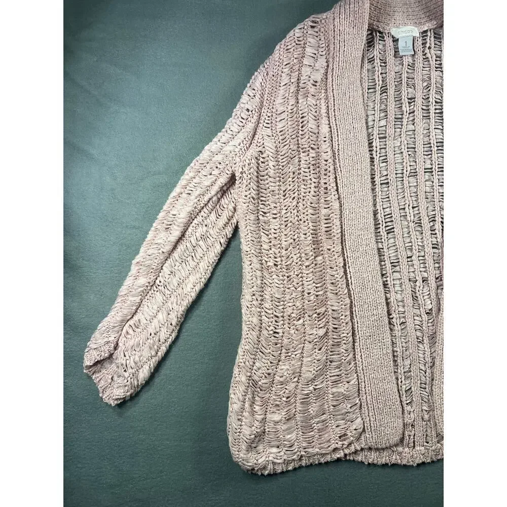 Chico's Moonlight Mauve Jenna Cardigan Sweater Women's Size 1 XXS Elegance